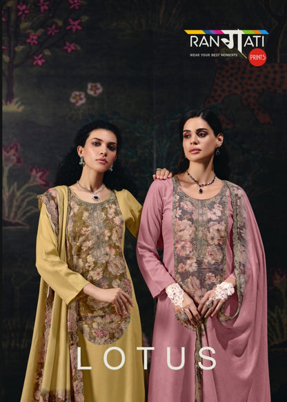 Lotus Rangati Prints Organza Pashmina Suits Wholesale Price