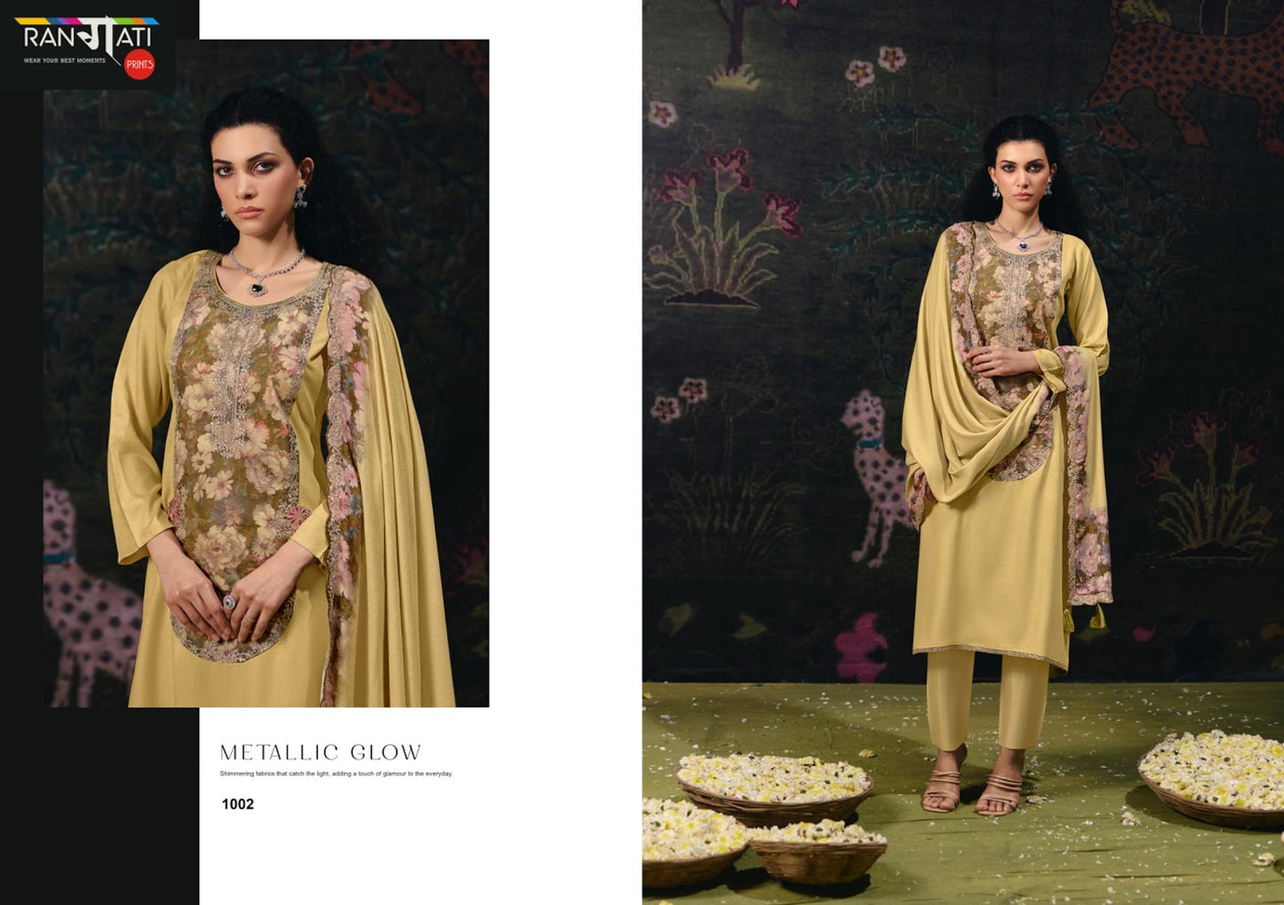 Lotus Rangati Prints Organza Pashmina Suits Wholesale Price