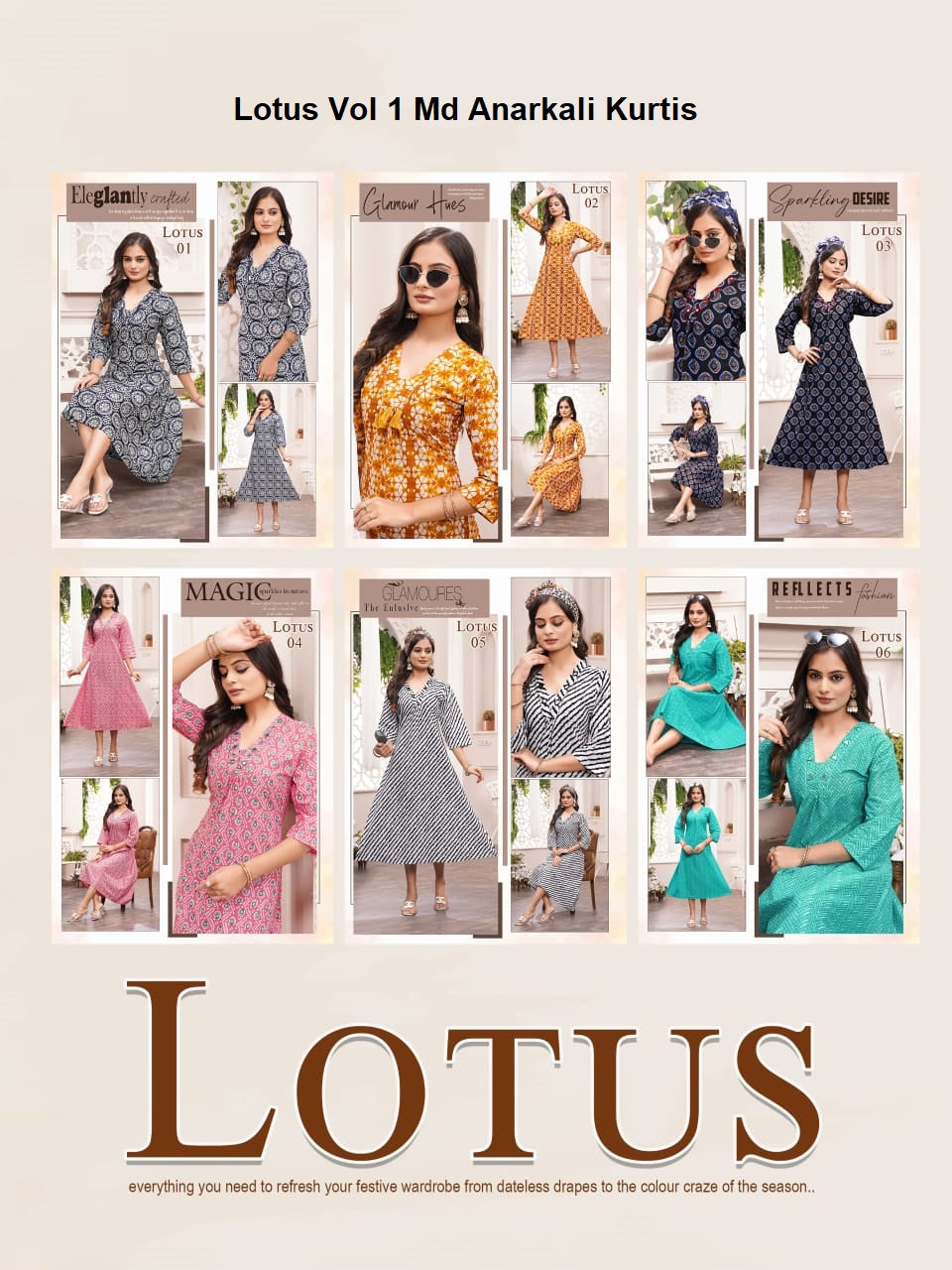 Lotus Vol 1 Md Mal Cotton Anarkali Kurtis Wholesale Rate