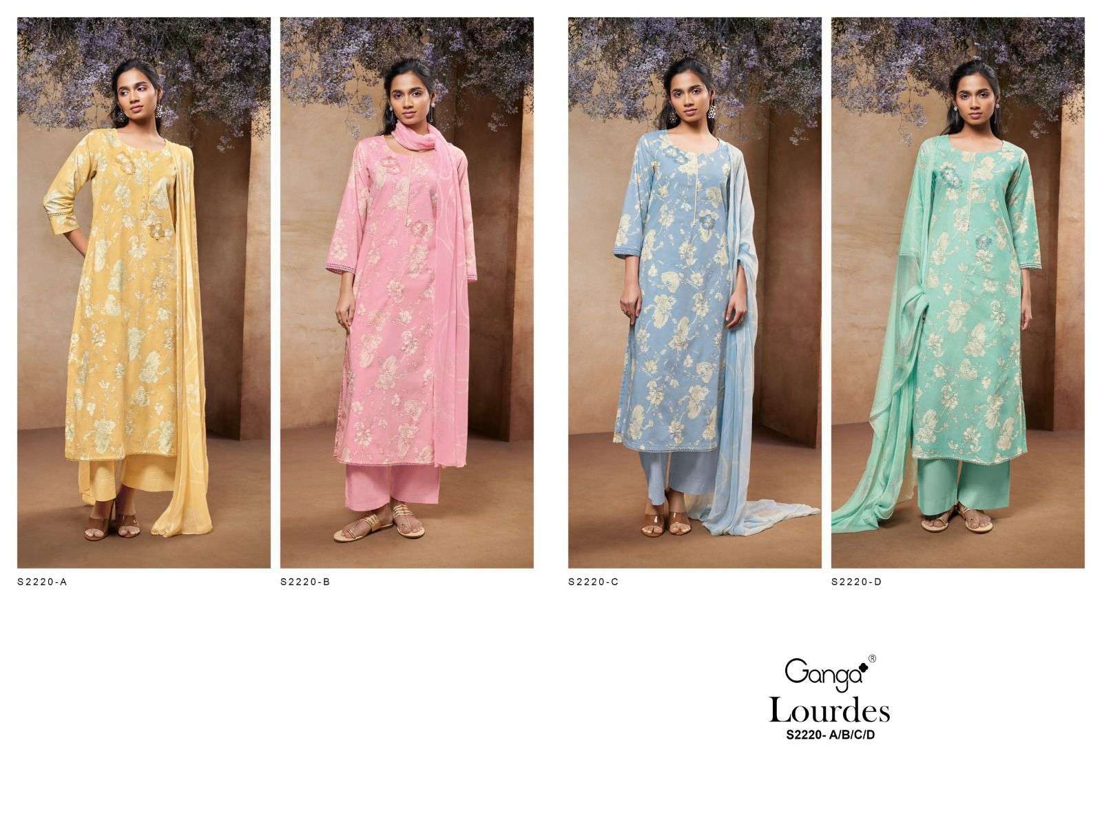 Lourdes 2220 Ganga Cotton Plazzo Style Suits