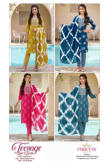 Love Birds Vol 1 Princess Creation Rayon Girls Readymade Pant Suits Supplier India