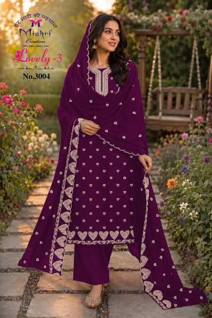 Lovely Vol 3 Mishri Cotton Karachi Salwar Suits Supplier India