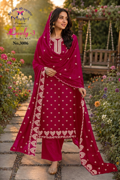 Lovely Vol 3 Mishri Cotton Karachi Salwar Suits Supplier India
