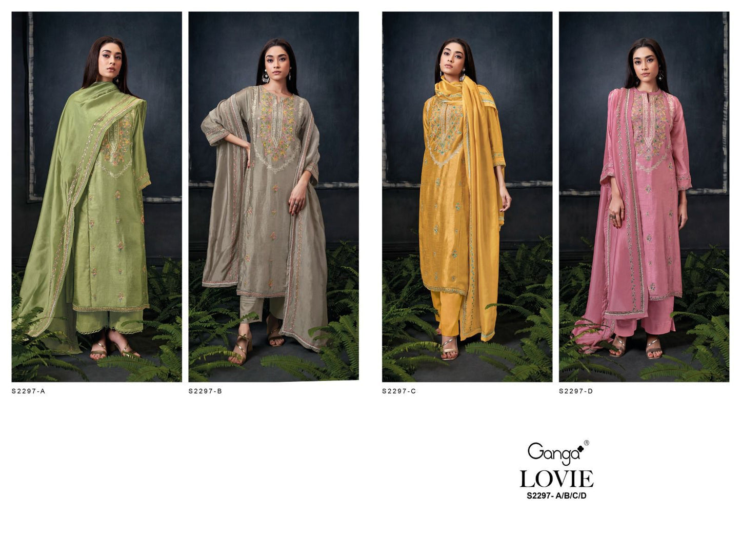 Lovie 2297 Ganga Premium Bemberg Plazzo Style Suits Exporter Ahmedabad
