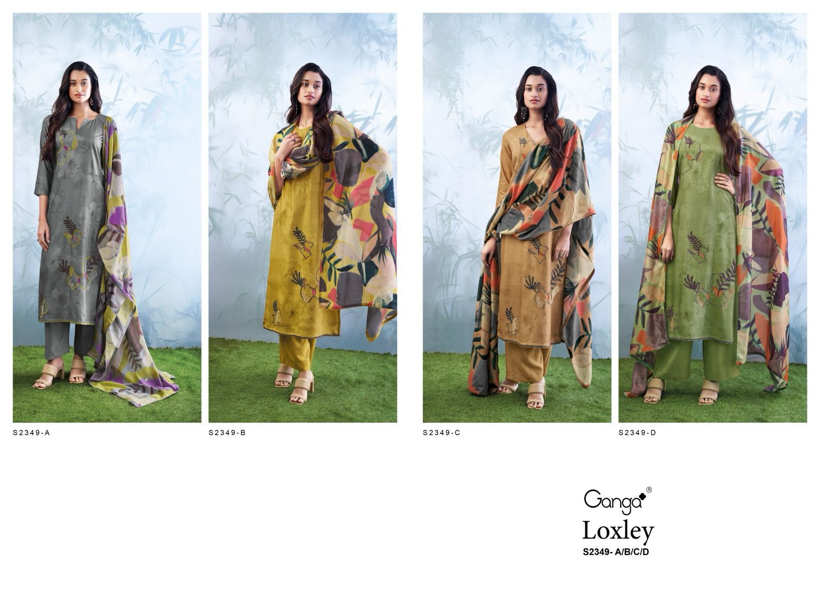 Loxley-2349 Ganga Bemberg Silk Plazzo Style Suits