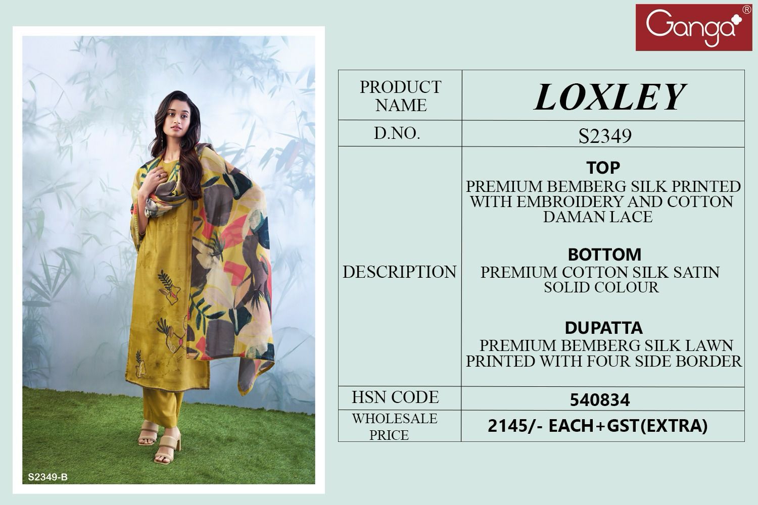 Loxley-2349 Ganga Bemberg Silk Plazzo Style Suits
