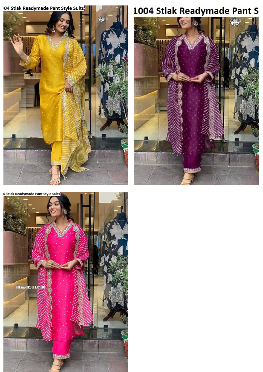 Lp1004 Stlak Silk Readymade Pant Style Suits Supplier