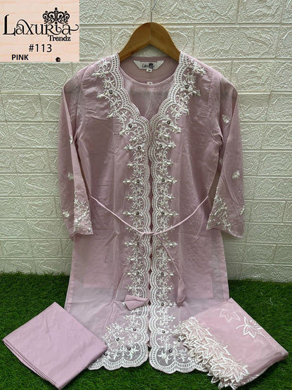 Lt-113 Laxuria Trendz Fox Georgette Girls Pakistani Readymade Suit Wholesaler