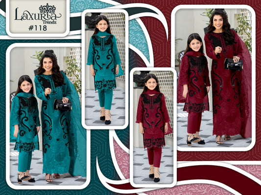 Lt-118 Laxuria Trendz Georgette Girls Pakistani Readymade Suit Supplier India