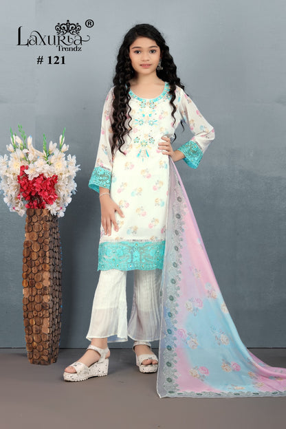 Lt-121 Laxuria Trendz Fox Georgette Girls Pakistani Readymade Suit Wholesale