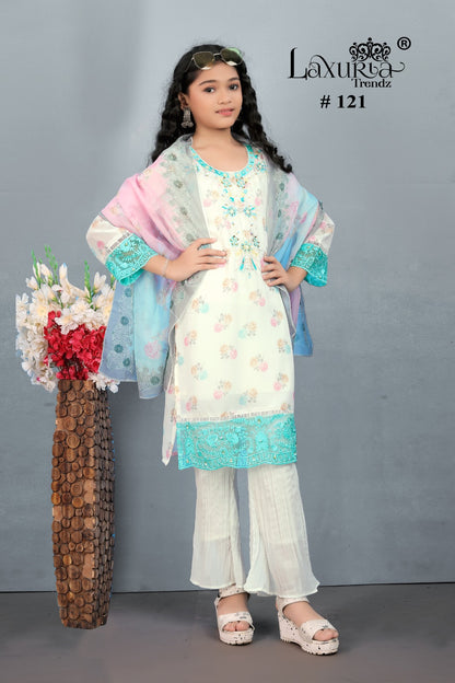 Lt-121 Laxuria Trendz Fox Georgette Girls Pakistani Readymade Suit Wholesale