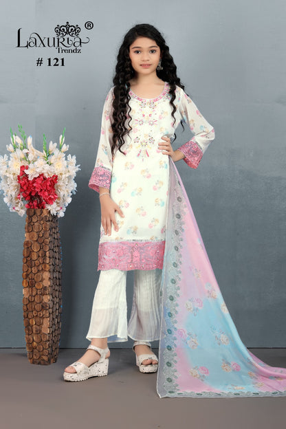 Lt-121 Laxuria Trendz Fox Georgette Girls Pakistani Readymade Suit Wholesale