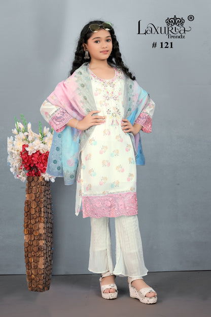 Lt-121 Laxuria Trendz Fox Georgette Girls Pakistani Readymade Suit Wholesale