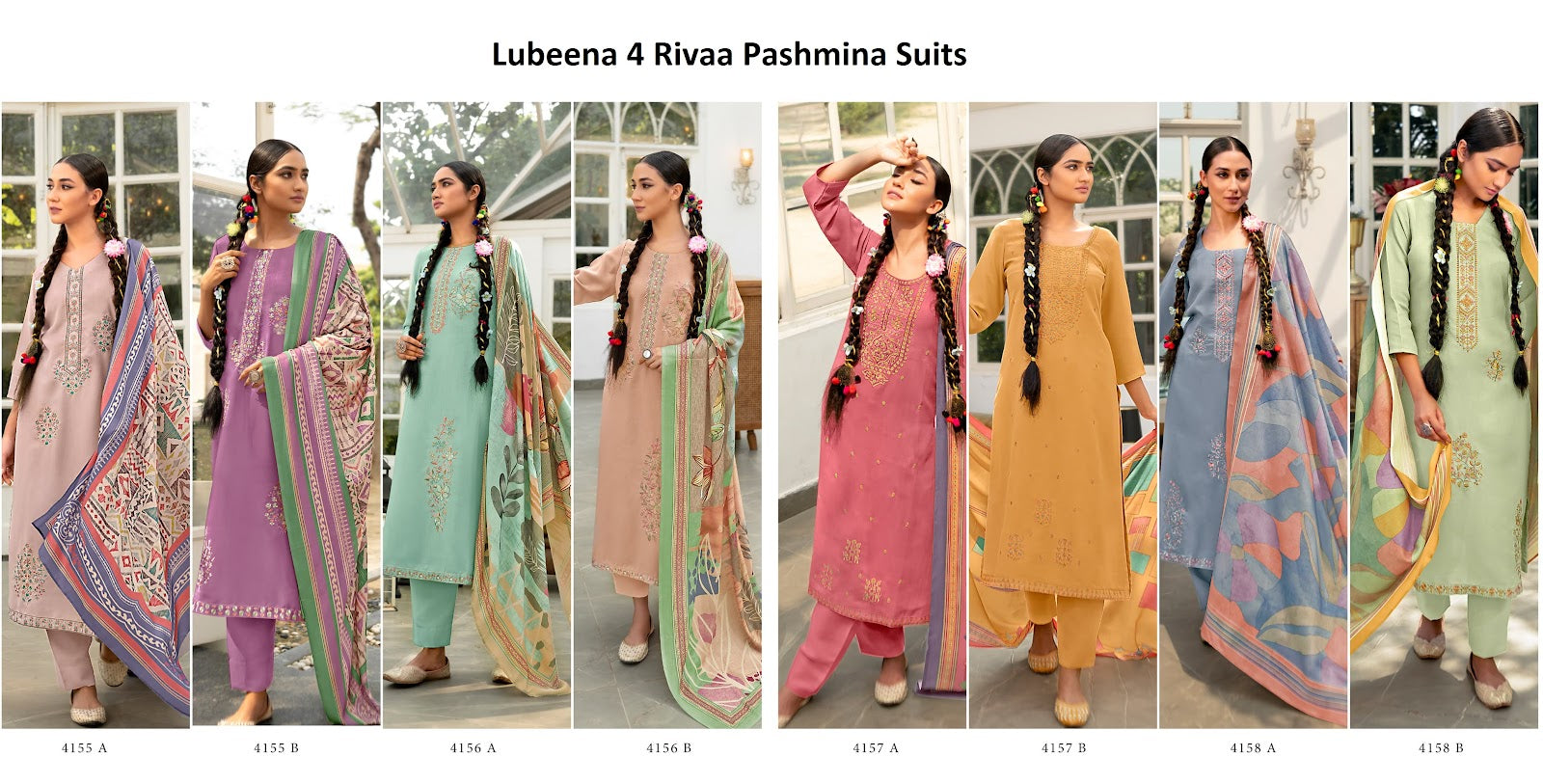 Lubeena 4 Rivaa Pashmina Suits Wholesale