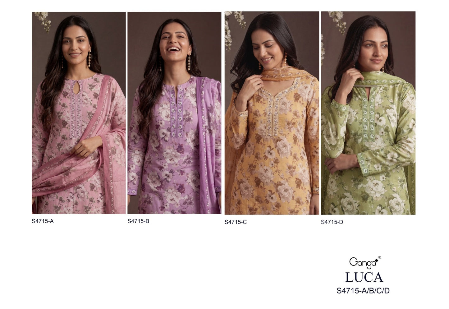 Luca 4715 Ganga Cotton Pant Style Suits Supplier Ahmedabad