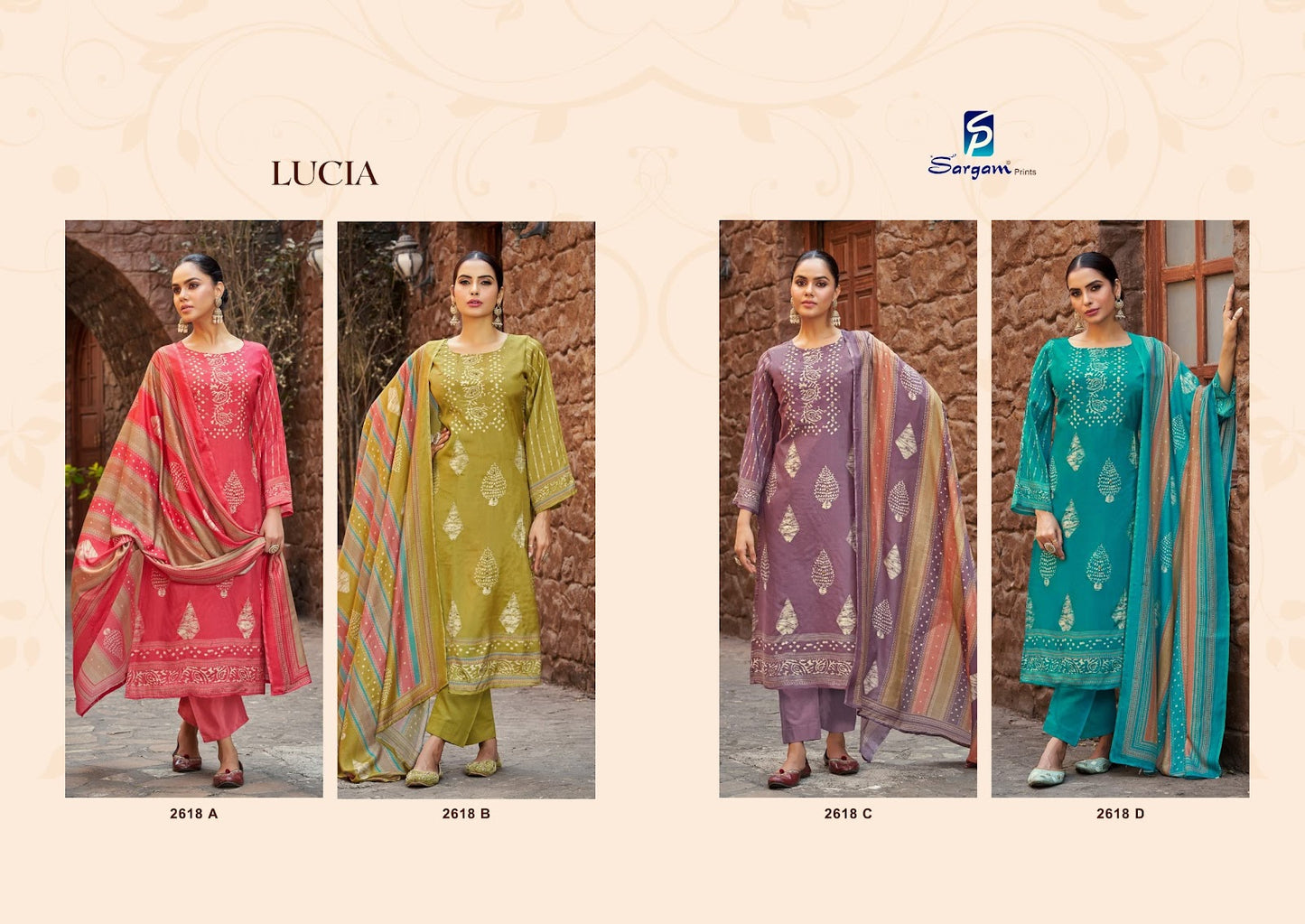 Lucia Sargam Prints Pure Bemberg Muslin Plazzo Style Suits Supplier Gujarat