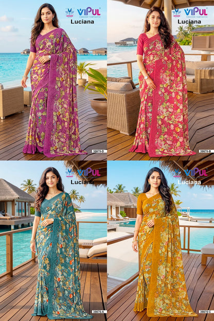 Luciana 0607 Vipul Weightless Sarees Wholesale Price