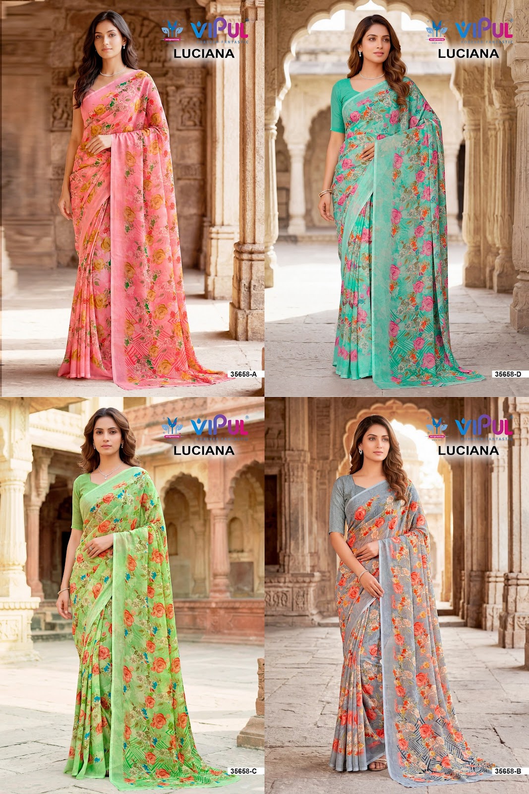 Luciana 0607 Vipul Weightless Sarees Wholesale Price