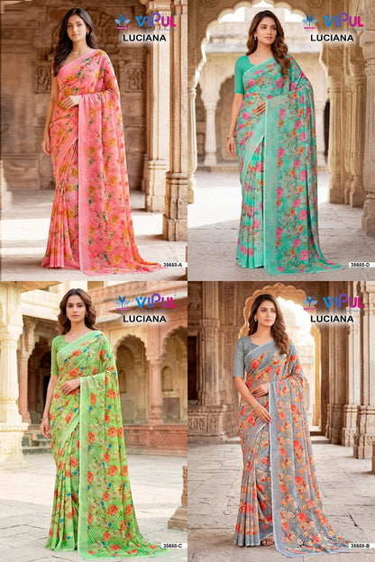 Luciana 0607 Vipul Weightless Sarees Wholesale Price