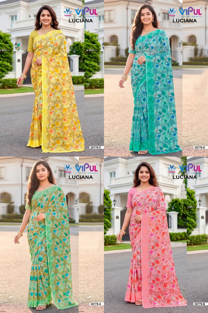Luciana 0607 Vipul Weightless Sarees Wholesale Price