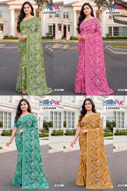 Luciana 0607 Vipul Weightless Sarees Wholesale Price