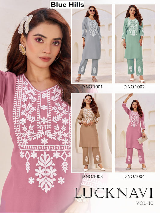 Lucknavi Vol 10 Blue Hills Rayon 14Kg Co Ord Set Wholesale Rate