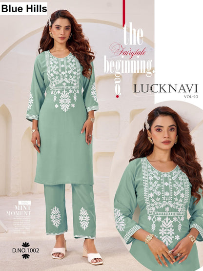 Lucknavi Vol 10 Blue Hills Rayon 14Kg Co Ord Set Wholesale Rate