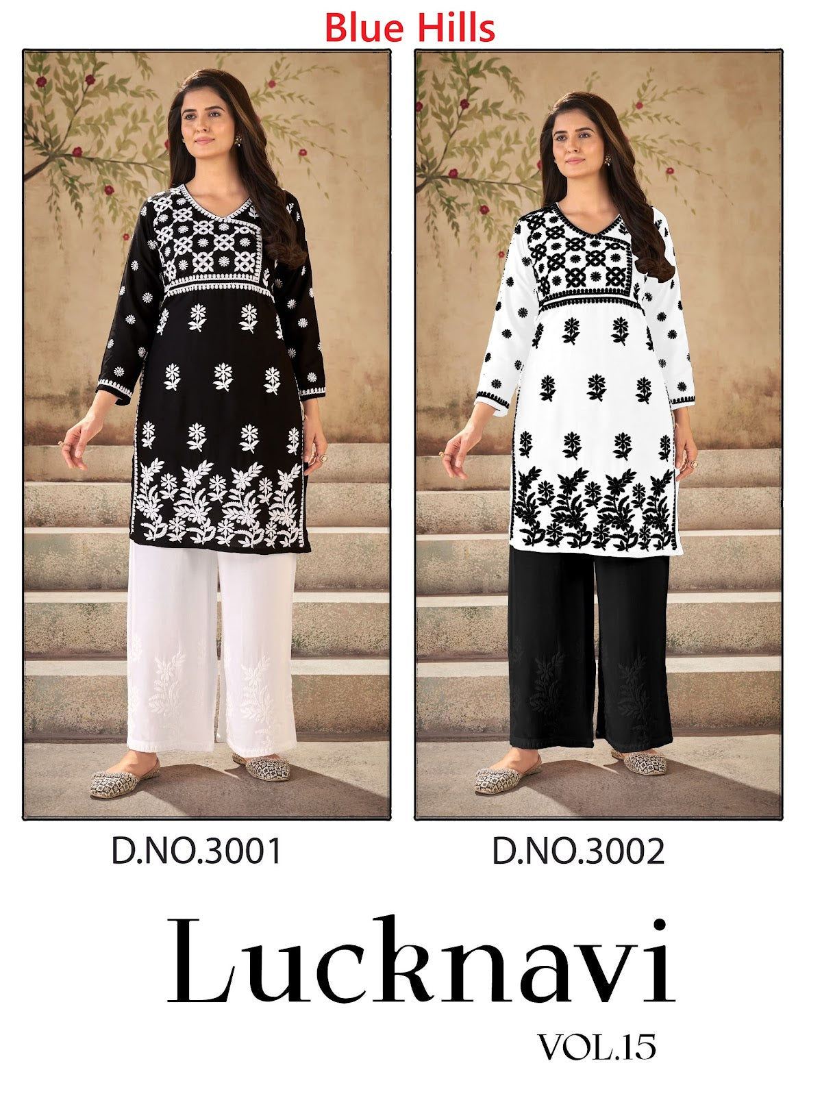 Lucknavi Vol 15 Blue Hills Rayon 14Kg Kurti Plazzo Set Supplier