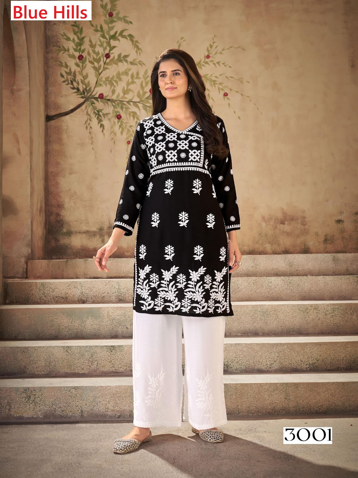 Lucknavi Vol 15 Blue Hills Rayon 14Kg Kurti Plazzo Set Supplier