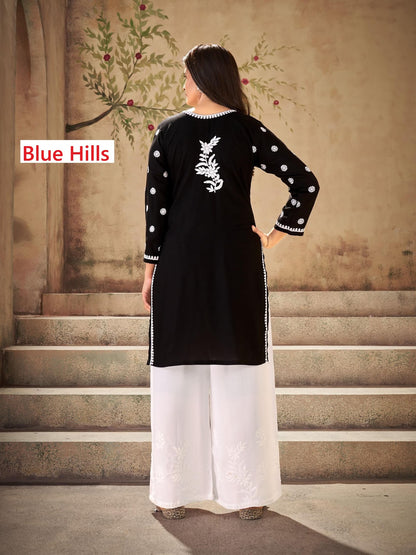 Lucknavi Vol 15 Blue Hills Rayon 14Kg Kurti Plazzo Set Supplier