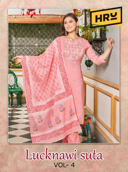 Lucknawi Suta Vol 4 Hru Cotton Mul Mul Readymade Pant Style Suits Exporter Gujarat