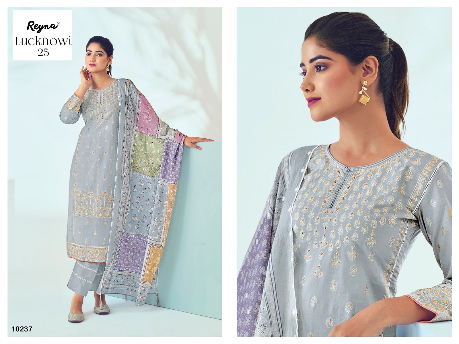 Lucknowi 25 Reyna Cotton Pant Style Suits Supplier