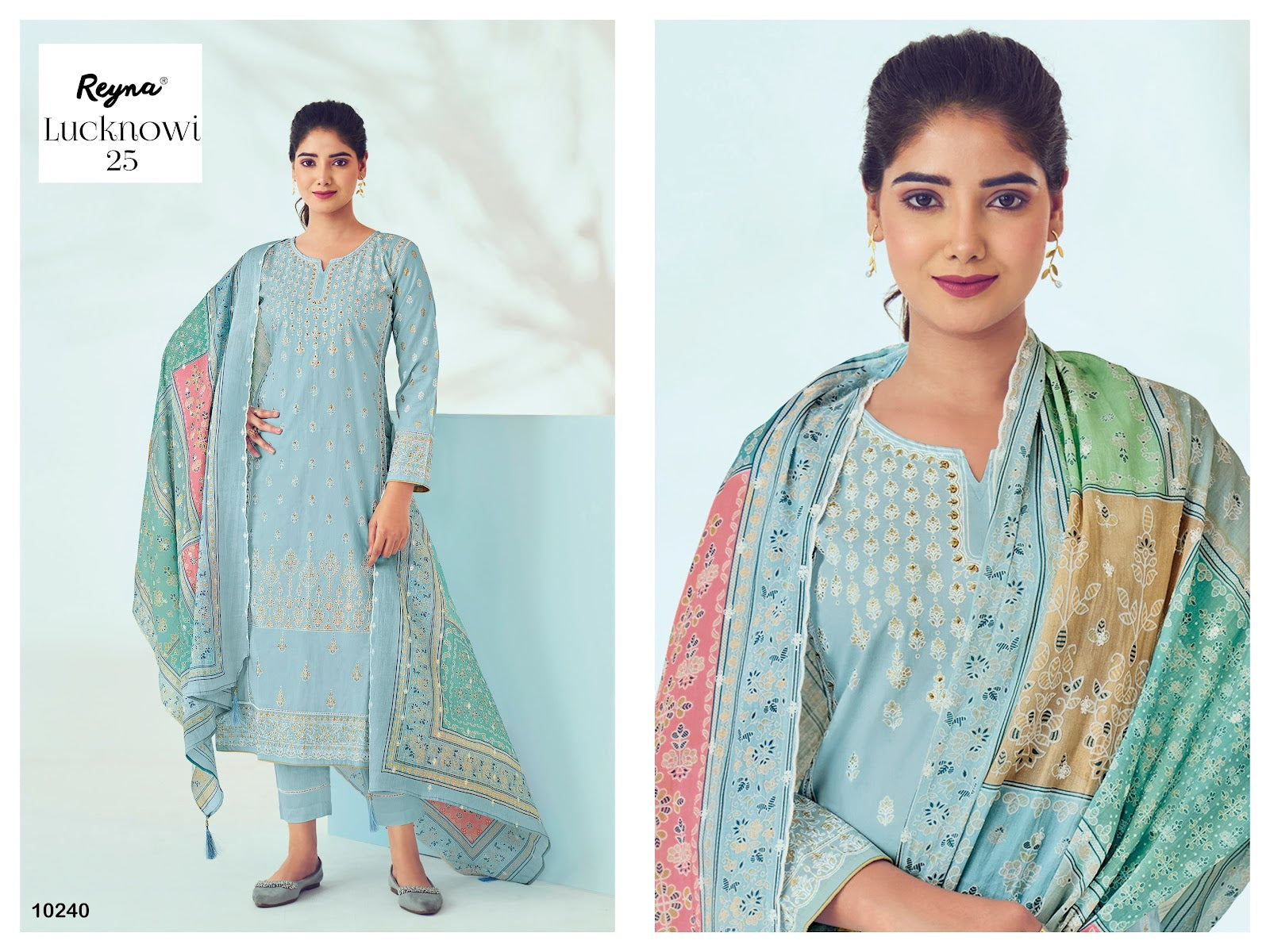 Lucknowi 25 Reyna Cotton Pant Style Suits Supplier