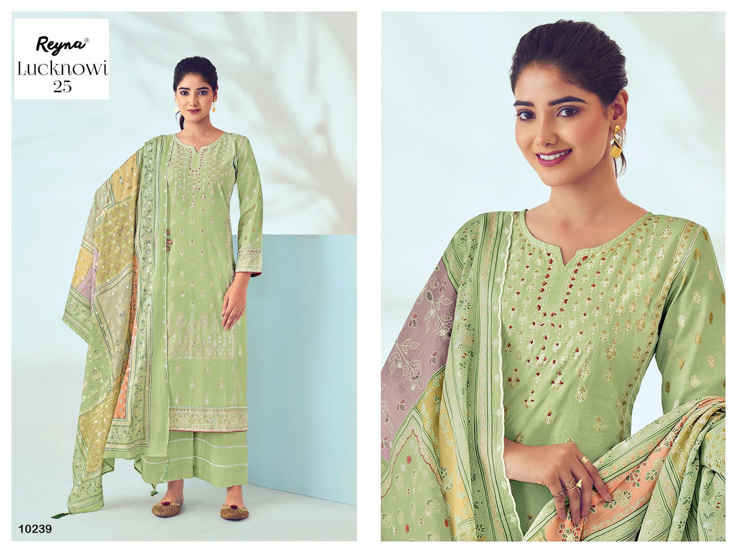 Lucknowi 25 Reyna Cotton Pant Style Suits Supplier