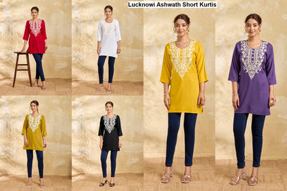 Lucknowi Ashwath Rayon Short Kurtis Exporter India