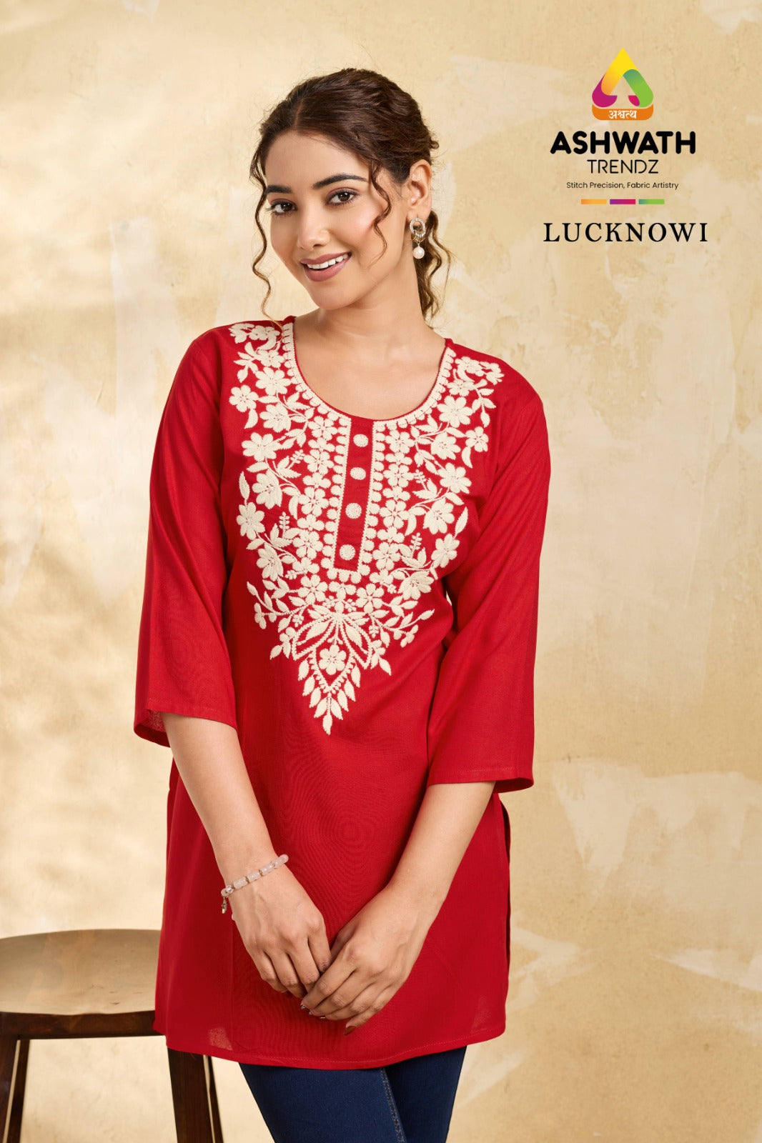 Lucknowi Ashwath Rayon Short Kurtis Exporter India