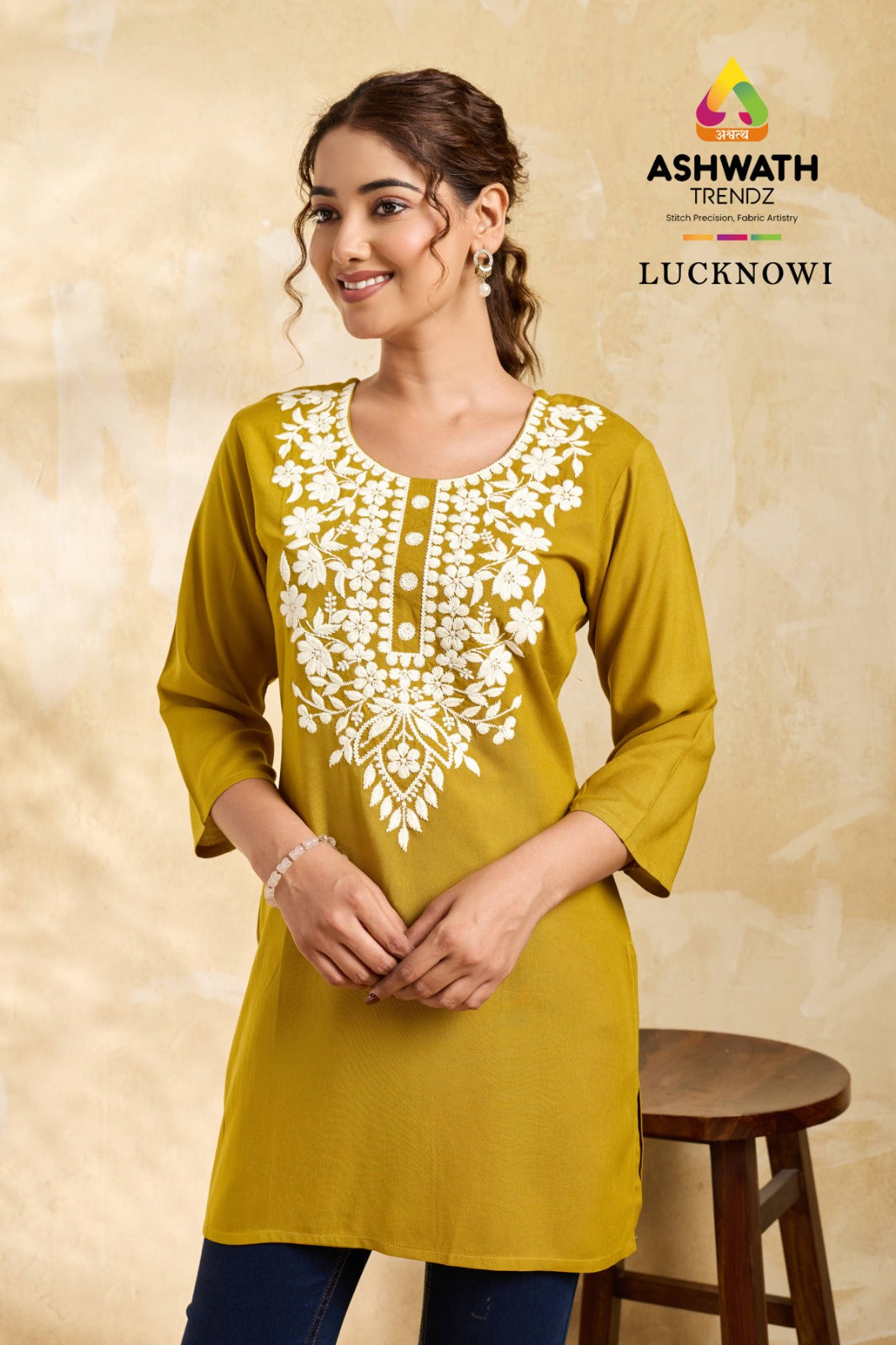Lucknowi Ashwath Rayon Short Kurtis Exporter India