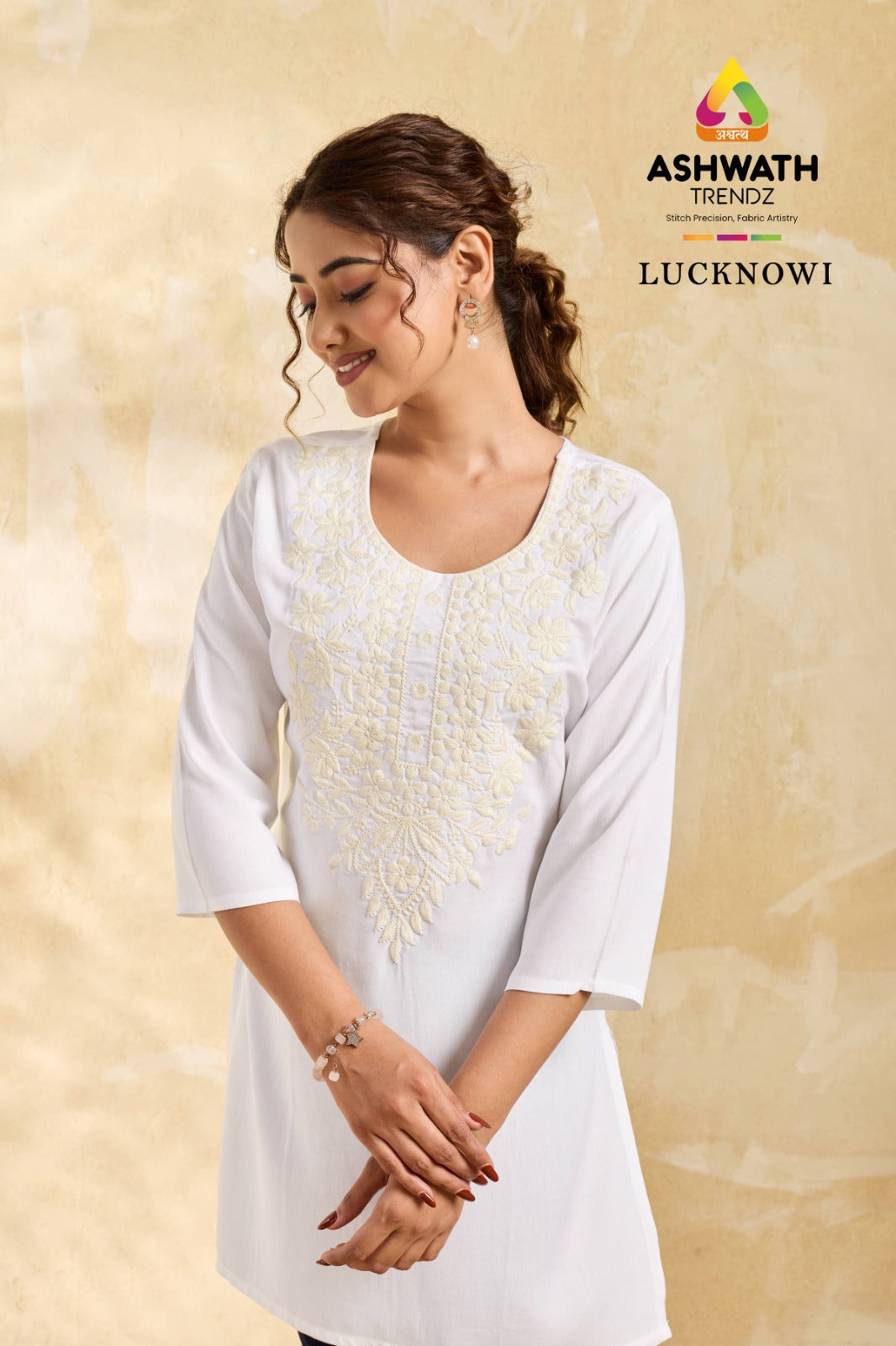 Lucknowi Ashwath Rayon Short Kurtis Exporter India