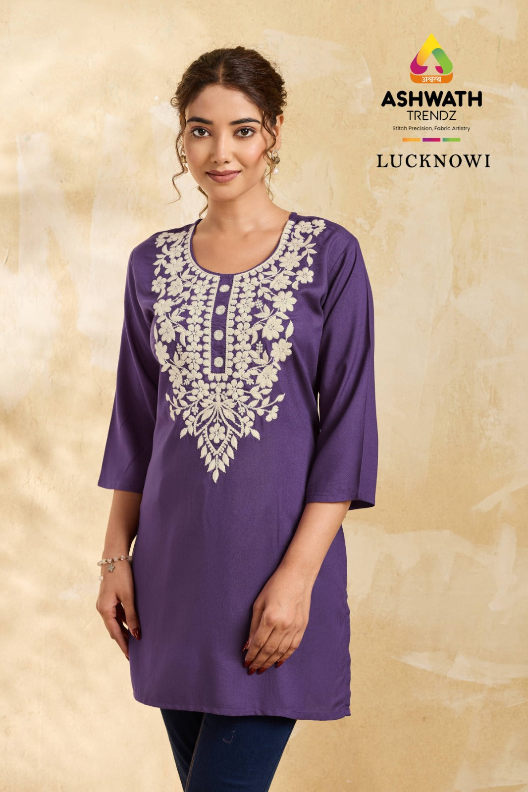 Lucknowi Ashwath Rayon Short Kurtis Exporter India