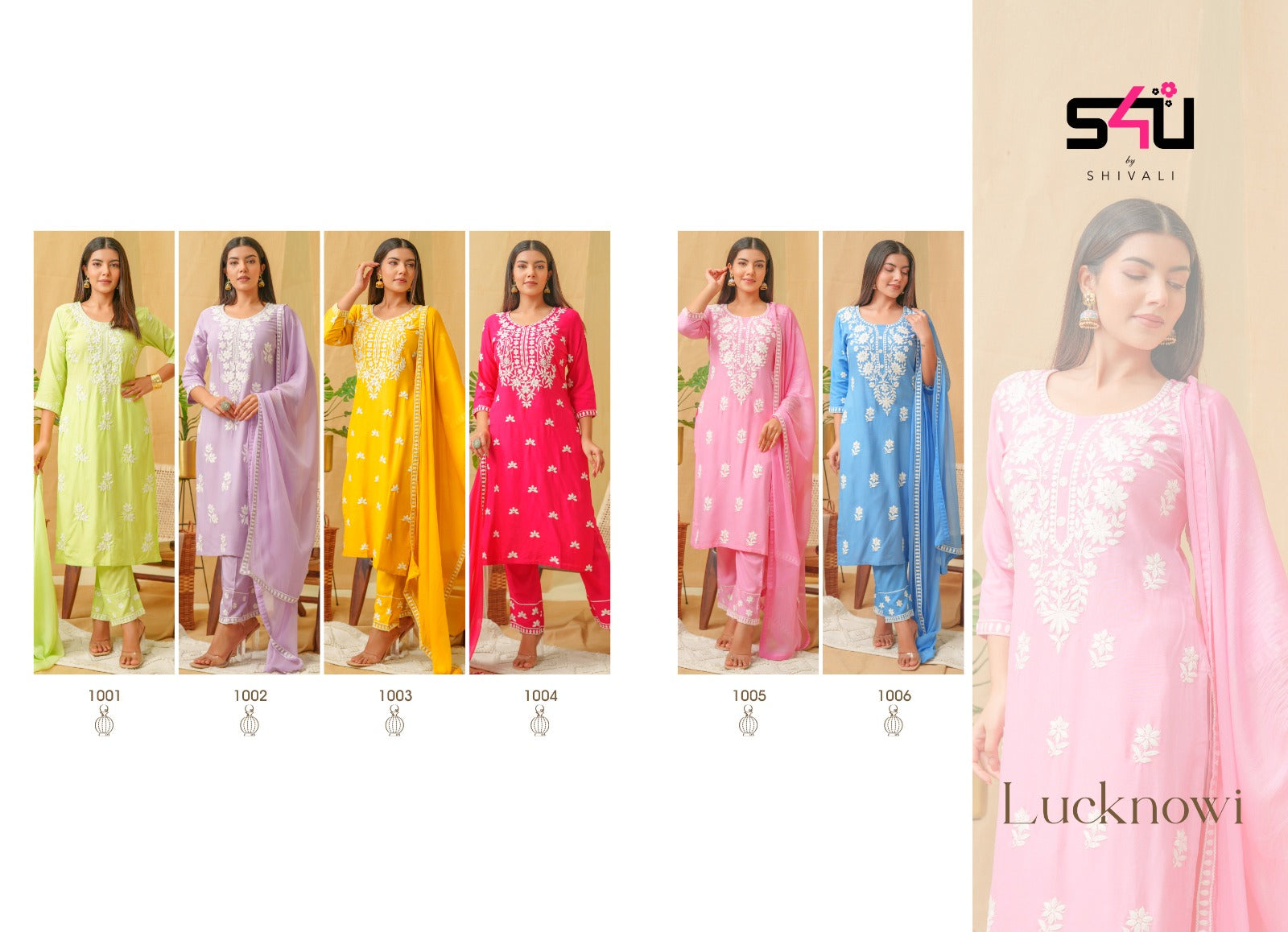 Lucknowi S4U Rayon Readymade Pant Style Suits