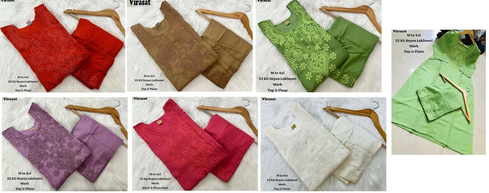 Lucknowi Virasat Rayon 22Kg Kurti Plazzo Set Wholesaler Ahmedabad