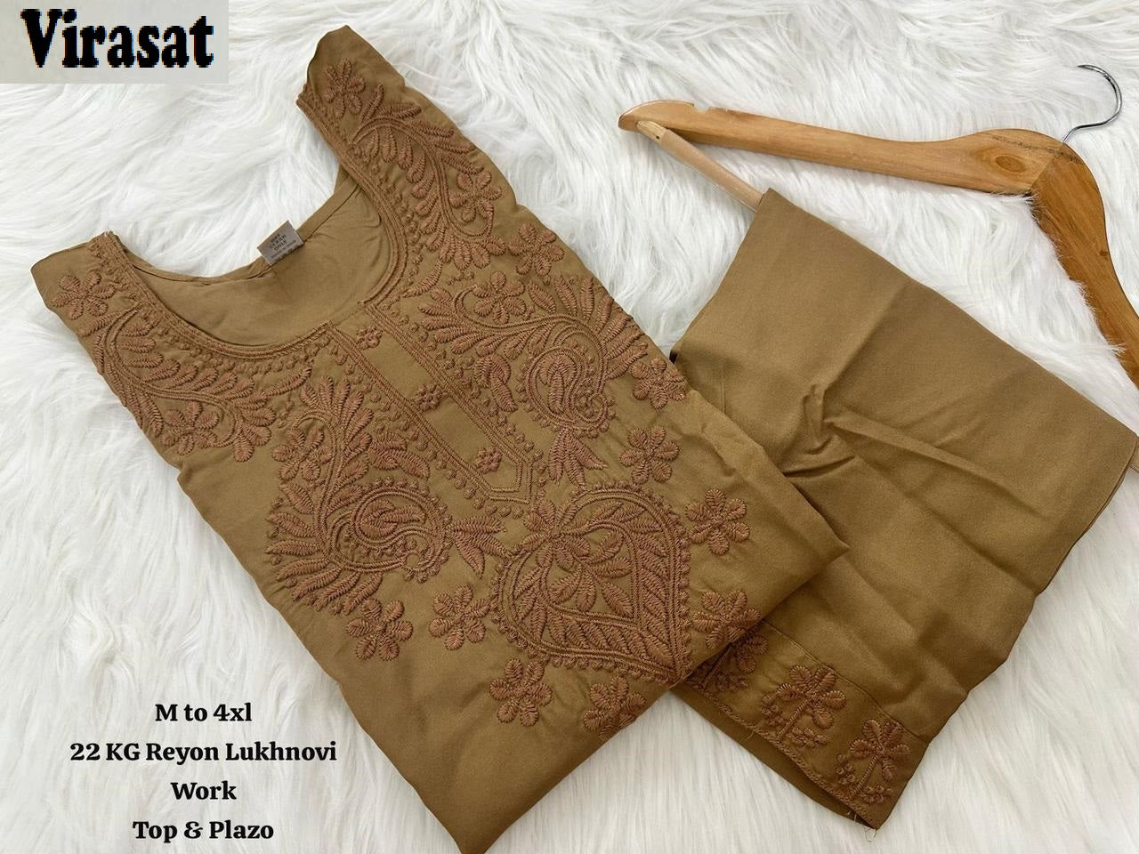 Lucknowi Virasat Rayon 22Kg Kurti Plazzo Set Wholesaler Ahmedabad