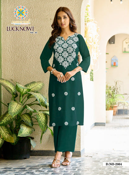 Lucknowi Vol 2 Passion Tree Dhabu Kurti Plazzo Set Wholesaler