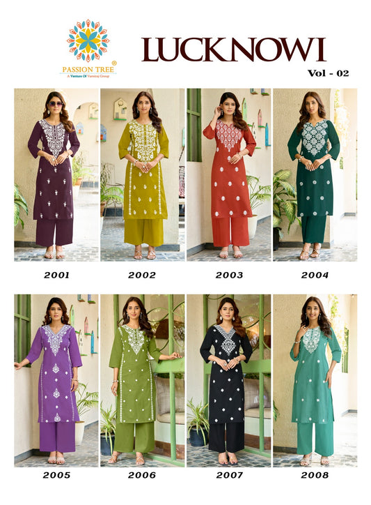 Lucknowi Vol 2 Passion Tree Dhabu Kurti Plazzo Set Wholesaler