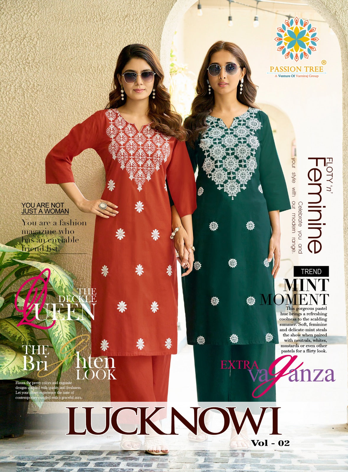 Lucknowi Vol 2 Passion Tree Dhabu Kurti Plazzo Set Wholesaler