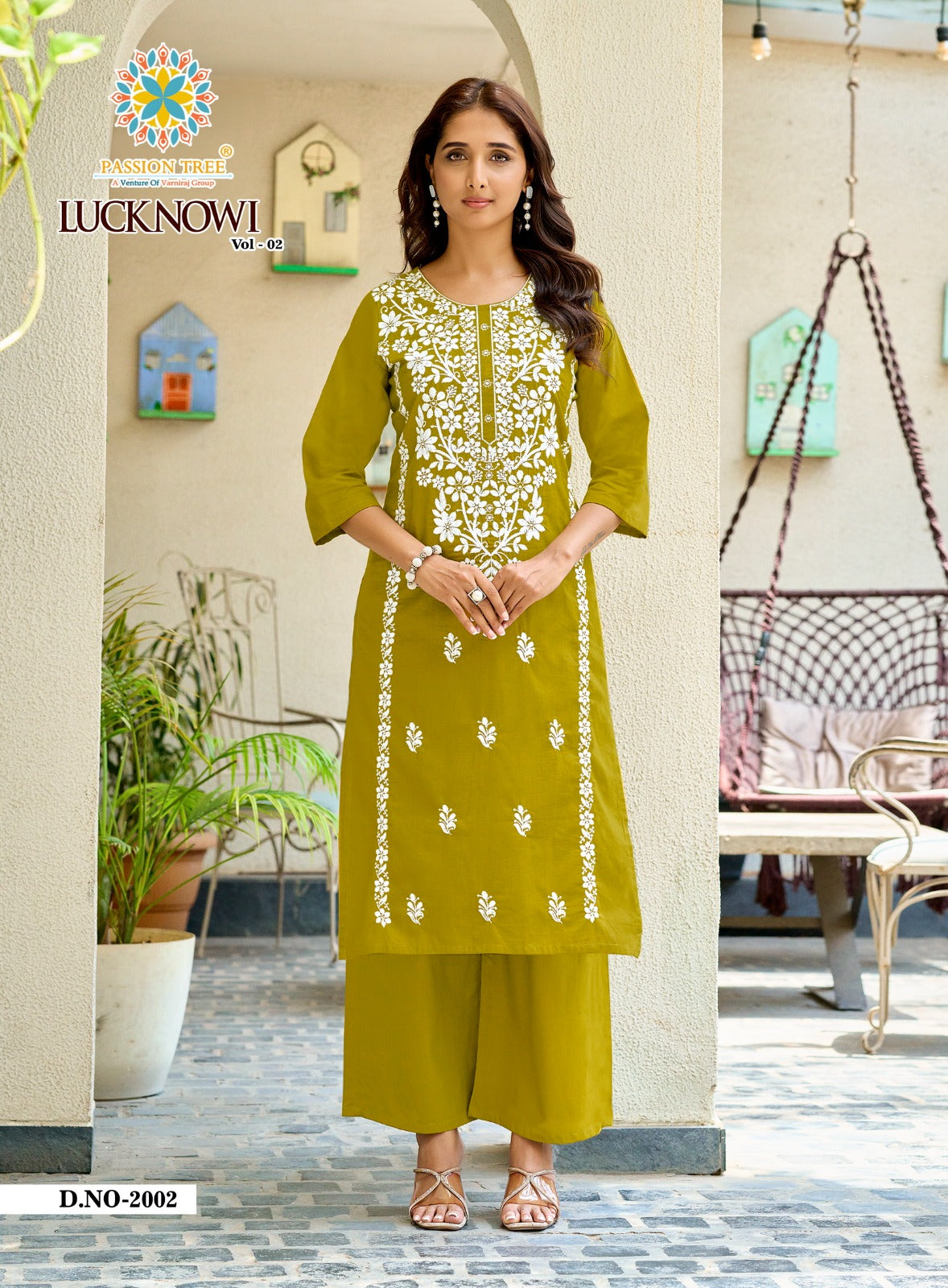 Lucknowi Vol 2 Passion Tree Dhabu Kurti Plazzo Set Wholesaler