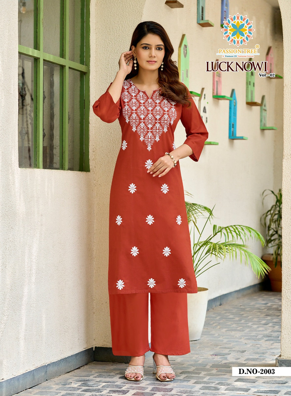 Lucknowi Vol 2 Passion Tree Dhabu Kurti Plazzo Set Wholesaler
