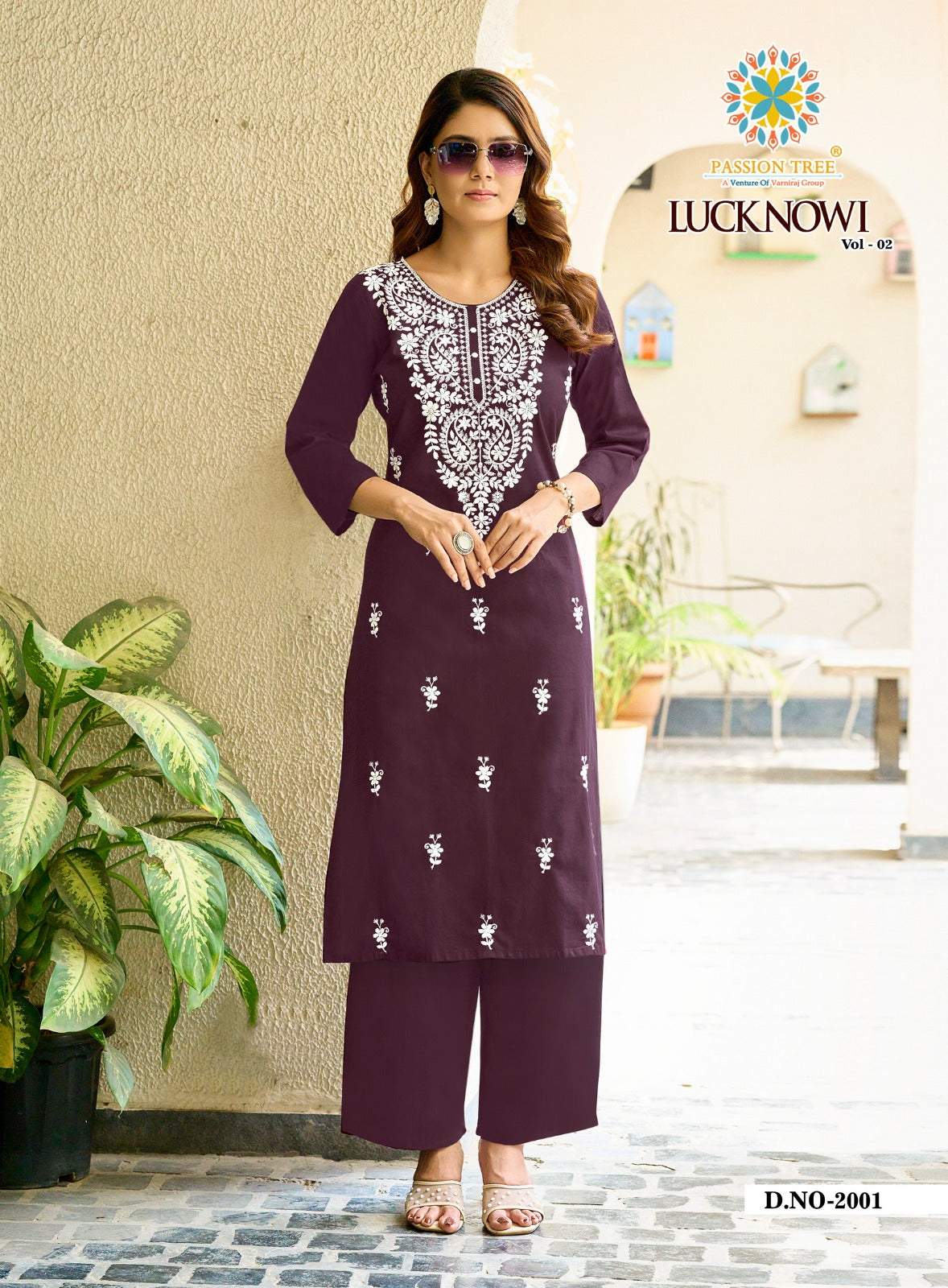 Lucknowi Vol 2 Passion Tree Dhabu Kurti Plazzo Set Wholesaler