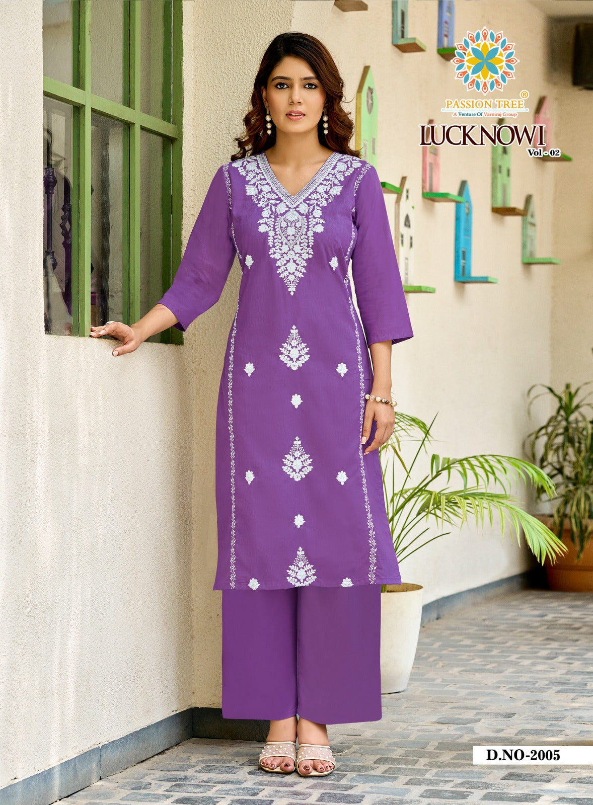 Lucknowi Vol 2 Passion Tree Dhabu Kurti Plazzo Set Wholesaler