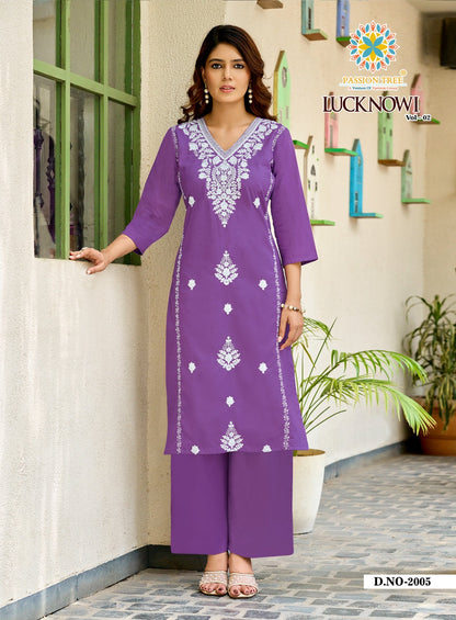 Lucknowi Vol 2 Passion Tree Dhabu Kurti Plazzo Set Wholesaler